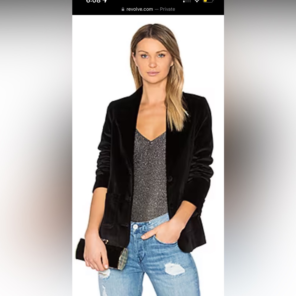 Anine Bing Black Velvet Suit Jacket